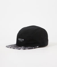 The Quiet Life Rose 5 Panel Camper Cap - Black / Rose