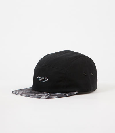 The Quiet Life Rose 5 Panel Camper Cap - Black / Rose