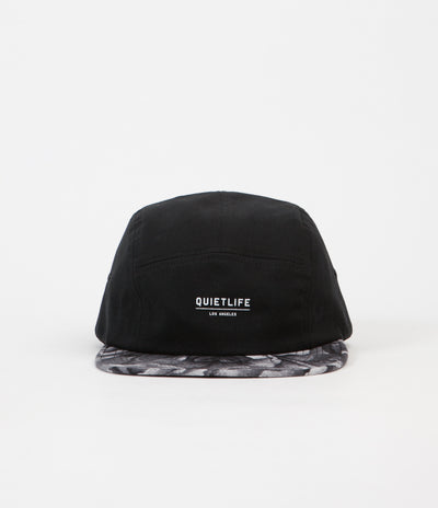 The Quiet Life Rose 5 Panel Camper Cap - Black / Rose