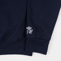 The Quiet Life Serif Embroidered Mock Neck Sweatshirt - Navy thumbnail