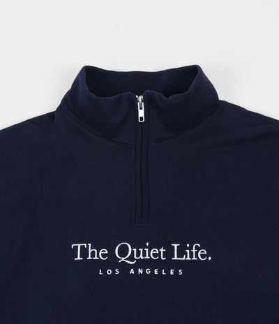 The Quiet Life Serif Embroidered Mock Neck Sweatshirt - Navy