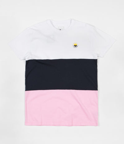 The Quiet Life Solar Colour Blocked T-Shirt - White / Navy / Pink