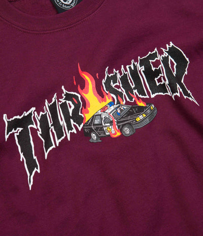 Thrasher Cop Car Crewneck Sweatshirt - Maroon