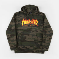 Thrasher Flame Logo Hoodie - Forest Camo thumbnail