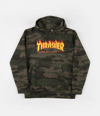 Thrasher Flame Logo Hoodie - Forest Camo