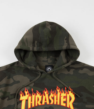 Thrasher Flame Logo Hoodie - Forest Camo