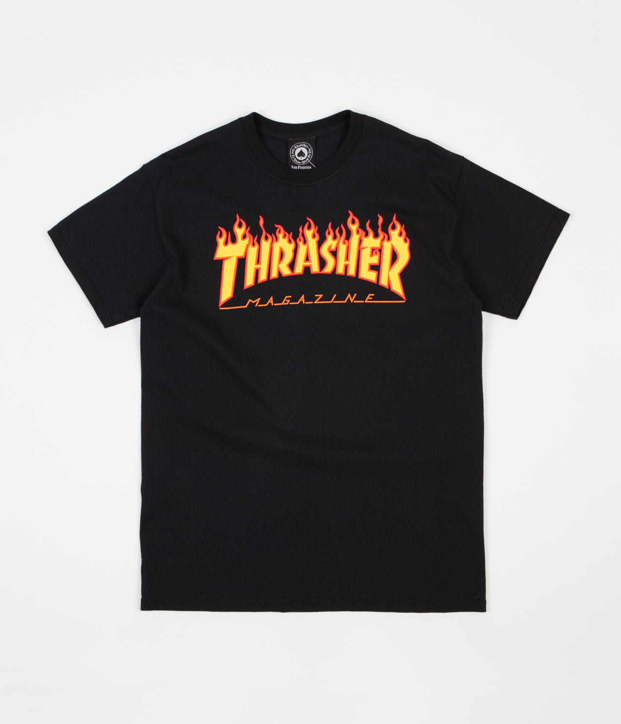 Pink and black thrasher shirt sale