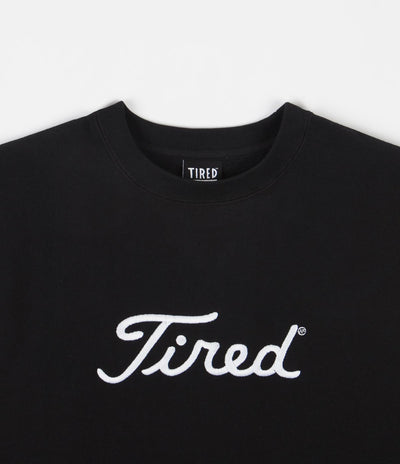 Tired Embroidered Golf Crewneck Sweatshirt - Black