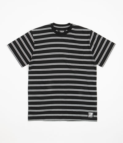 Tired Stamp Striped Pocket T-Shirt - Black