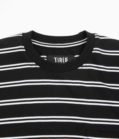 Tired Stamp Striped Pocket T-Shirt - Black