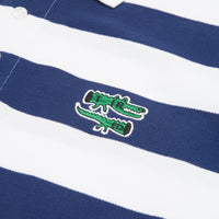 Tired The Gator Striped Polo Shirt - White / Navy thumbnail