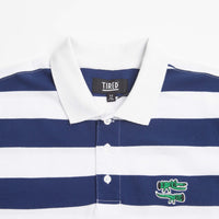 Tired The Gator Striped Polo Shirt - White / Navy thumbnail