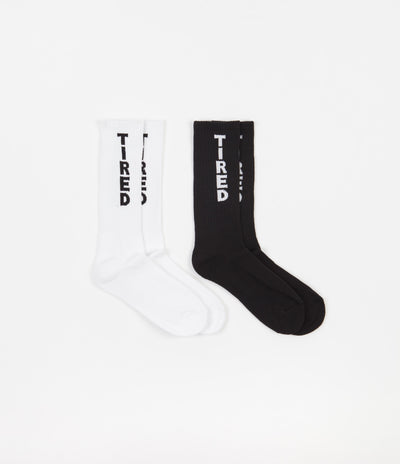 Tired Tired Socks (2 Pack) - White / Black