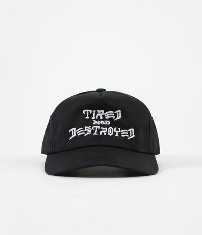 Tired x Thrasher T&D Unconstructed 5 Panel Cap - Black