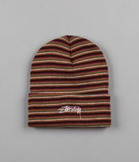 Stussy Stock Striped Cuff Beanie - Olive