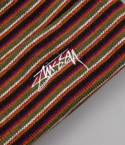 Stussy Stock Striped Cuff Beanie - Olive