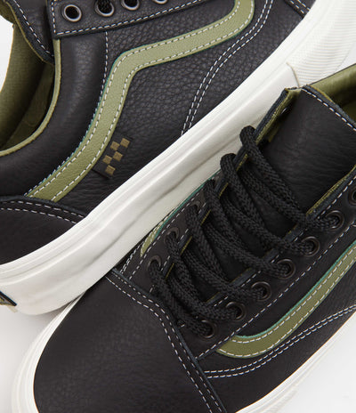 Vans Skate Old Skool Shoes - Butter Leather Black / Green