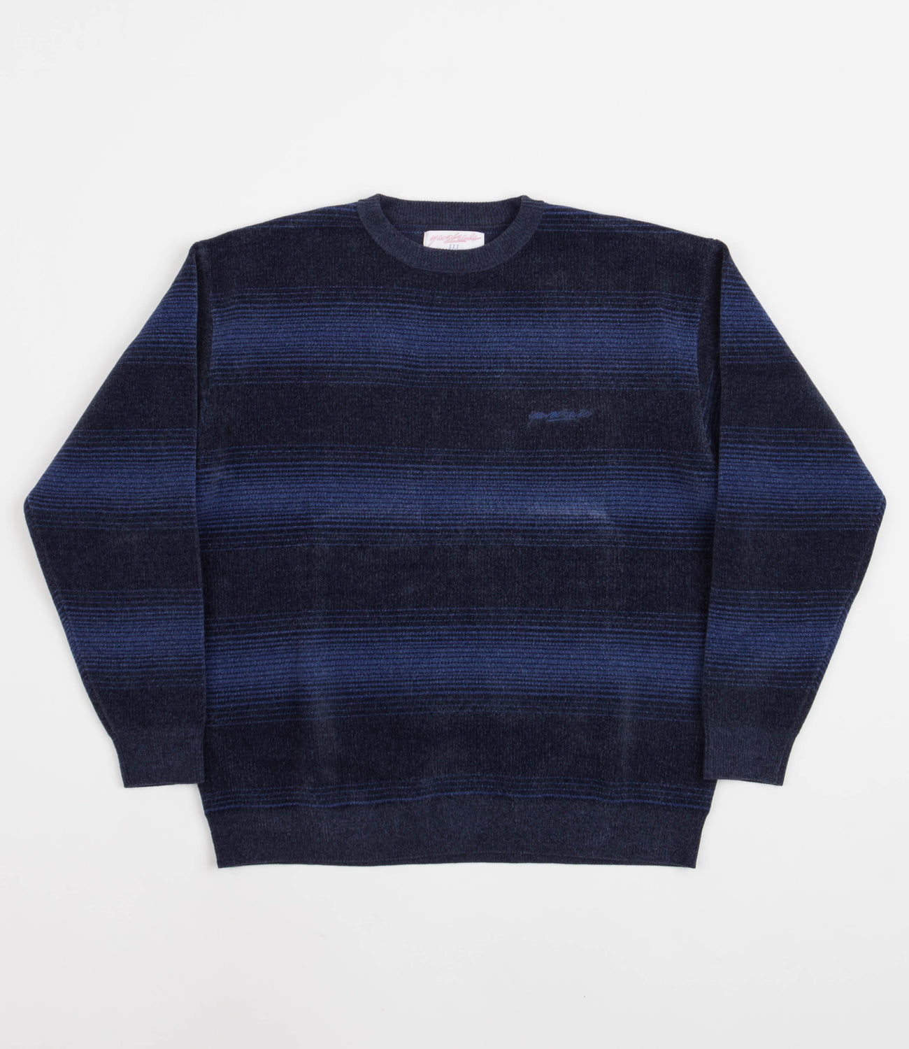 Yardsale Chenille Ripple Knitted Crewneck Sweatshirt - Navy / Blue