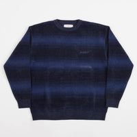 Yardsale Chenille Ripple Knitted Crewneck Sweatshirt - Navy / Blue 