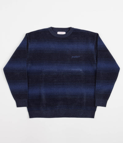 Yardsale Chenille Ripple Knitted Crewneck Sweatshirt - Navy / Blue