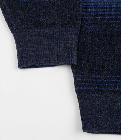 Yardsale Chenille Ripple Knitted Crewneck Sweatshirt - Navy / Blue