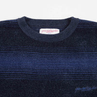 Yardsale Chenille Ripple Knitted Crewneck Sweatshirt - Navy / Blue