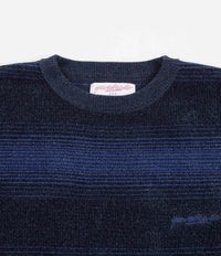 Yardsale Chenille Ripple Knitted Crewneck Sweatshirt - Navy / Blue