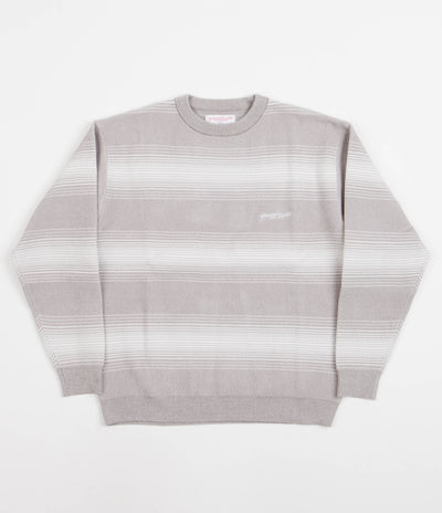 Yardsale Chenille Ripple Knitted Crewneck Sweatshirt - Stone / Off-White