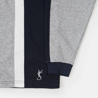 Yardsale Faded Glory Long Sleeve Polo Shirt - Athletic Grey / Navy / White thumbnail