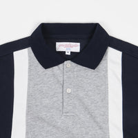 Yardsale Faded Glory Long Sleeve Polo Shirt - Athletic Grey / Navy / White thumbnail