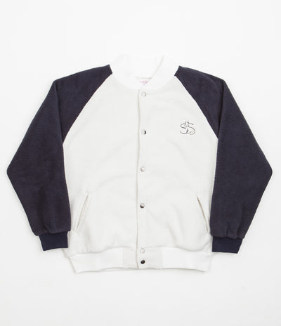 Yardsale Fleece Bomber Jacket - White / Navy