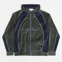 Yardsale Gem Velour Full-Zip Hoodie - Green / Navy thumbnail