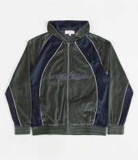 Yardsale Gem Velour Full-Zip Hoodie - Green / Navy | Flatspot