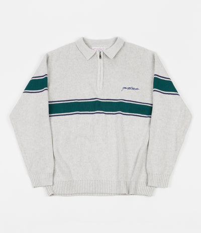 Yardsale Meridian Knitted Quarter Zip Sweatshirt - Ash