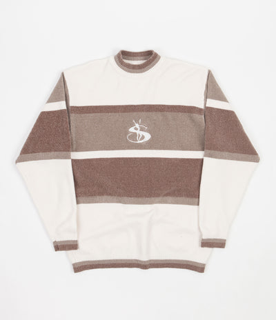 Yardsale Phantasy Chenille Knitted Crewneck Sweatshirt - Cream / Stone / Khaki