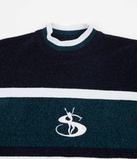 Yardsale Phantasy Chenille Knitted Crewneck Sweatshirt - Navy 