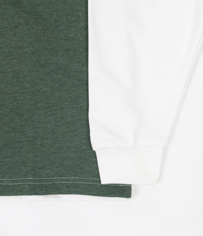 Yardsale Puzzle Long Sleeve Polo Shirt - Forest  / White