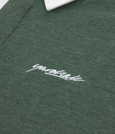 Yardsale Puzzle Long Sleeve Polo Shirt - Forest  / White