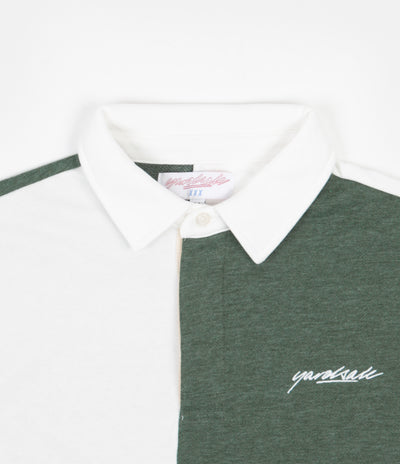 Yardsale Puzzle Long Sleeve Polo Shirt - Forest  / White