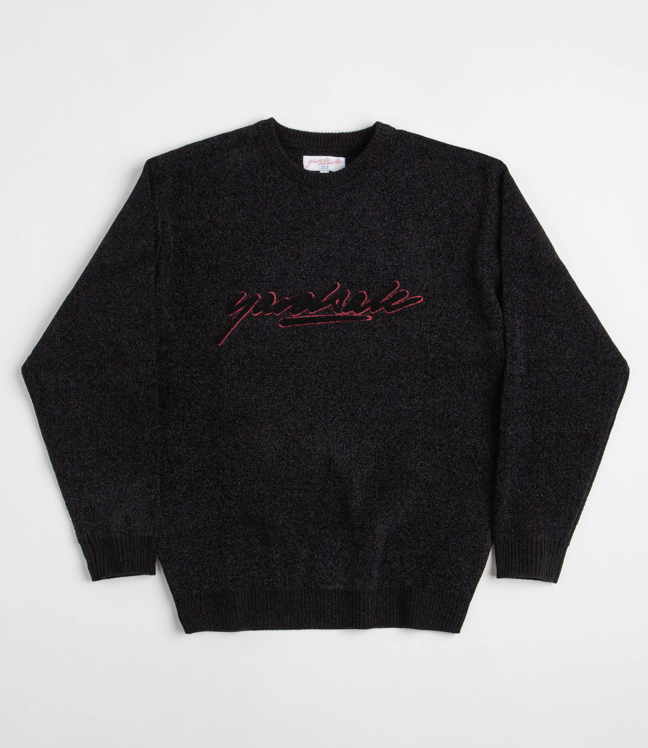 Yardsale Script Chenille Knit Crewneck Sweatshirt - Black | Flatspot