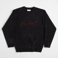 Yardsale Script Chenille Knit Crewneck Sweatshirt - Black | Flatspot