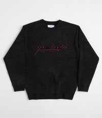 Yardsale Script Chenille Knit Crewneck Sweatshirt - Black