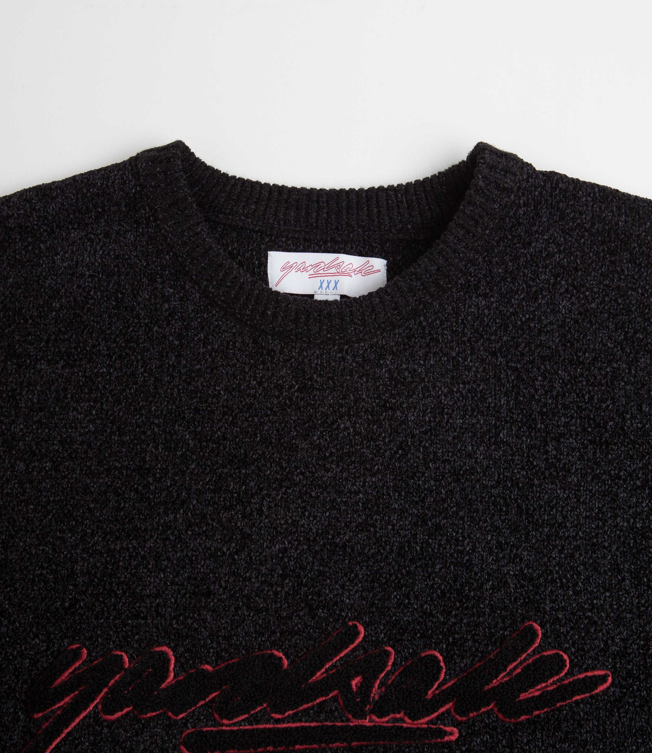 Yardsale Script Chenille Knit Crewneck Sweatshirt - Black | Flatspot