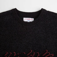 Yardsale Script Chenille Knit Crewneck Sweatshirt - Black thumbnail