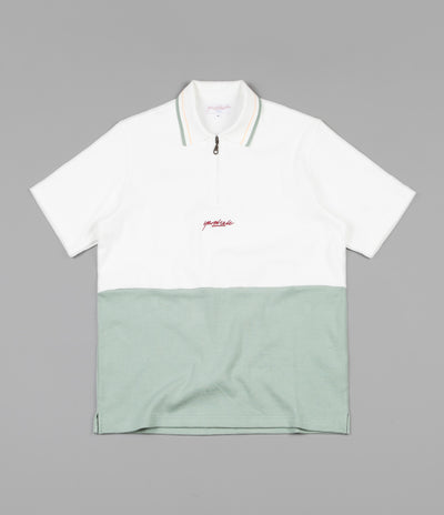 Yardsale Tiger 1/4 Zip Polo Shirt - Linden Green / White