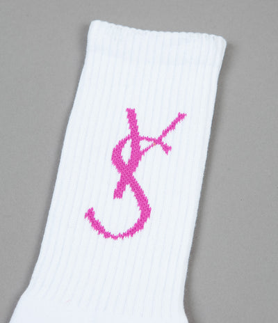 Yardsale YS Script Socks  - White / Rose